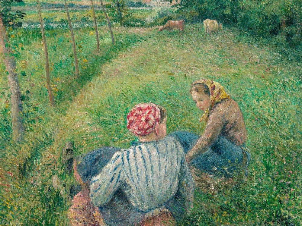 Young Peasant Girls Resting In The Fields Near Pontoise Camille Pissarro Fine Art Print