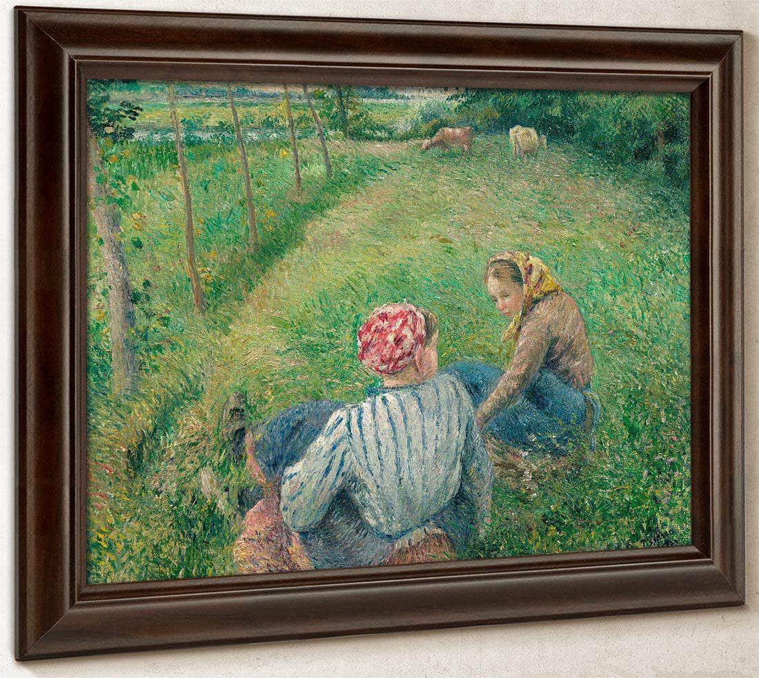 Young Peasant Girls Resting In The Fields Near Pontoise Camille Pissarro Fine Art Print