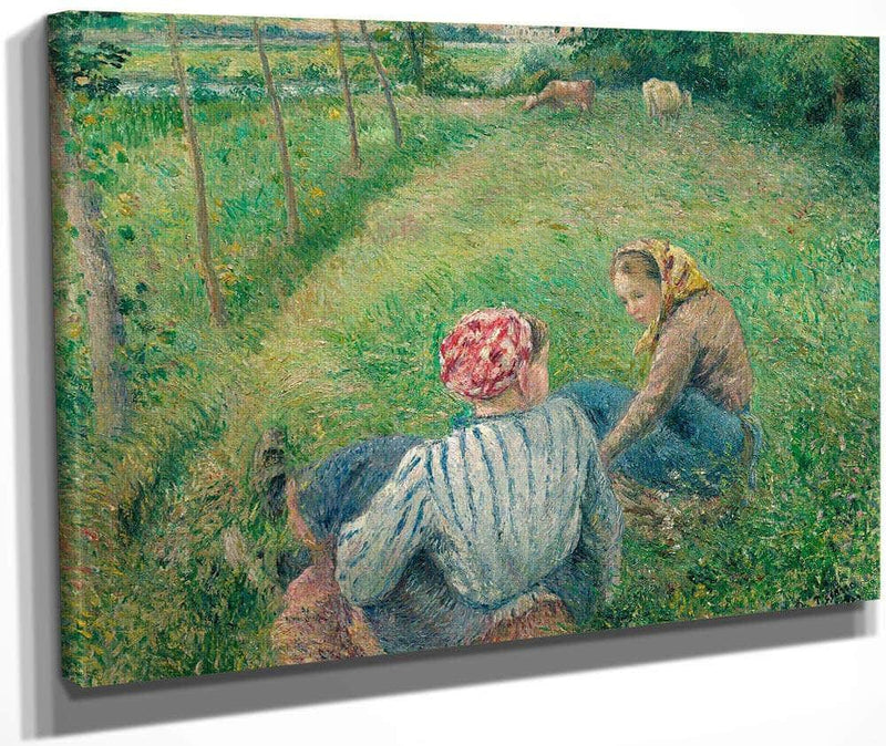 Young Peasant Girls Resting In The Fields Near Pontoise Camille Pissarro Fine Art Print