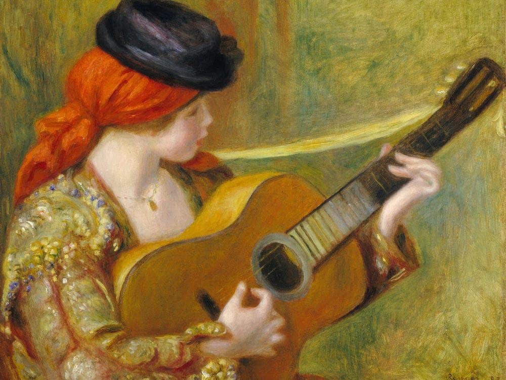 Young Spanish Woman With A Guitar Pierre Auguste Renoir Fine Art Print