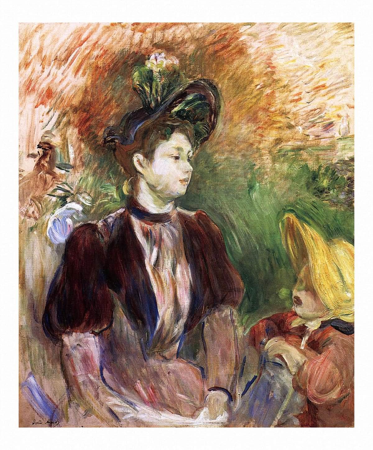 Young Woman And Child Avenue Du Bois by Berthe Morisot Fine Art Print