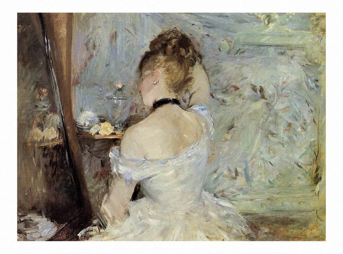 Young Woman At The Mirror by Berthe Morisot Fine Art Print