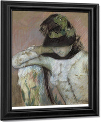 Young Woman In A Black And Green Bonnet, Looking Down By Mary Cassatt Fine Art Print