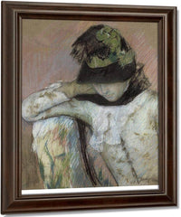 Young Woman In A Black And Green Bonnet, Looking Down By Mary Cassatt Fine Art Print