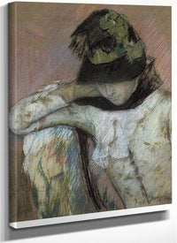Young Woman In A Black And Green Bonnet, Looking Down By Mary Cassatt Fine Art Print
