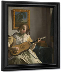 Young Woman Playing A Guitar 1672 By Johannes Vermeer Fine Art Print