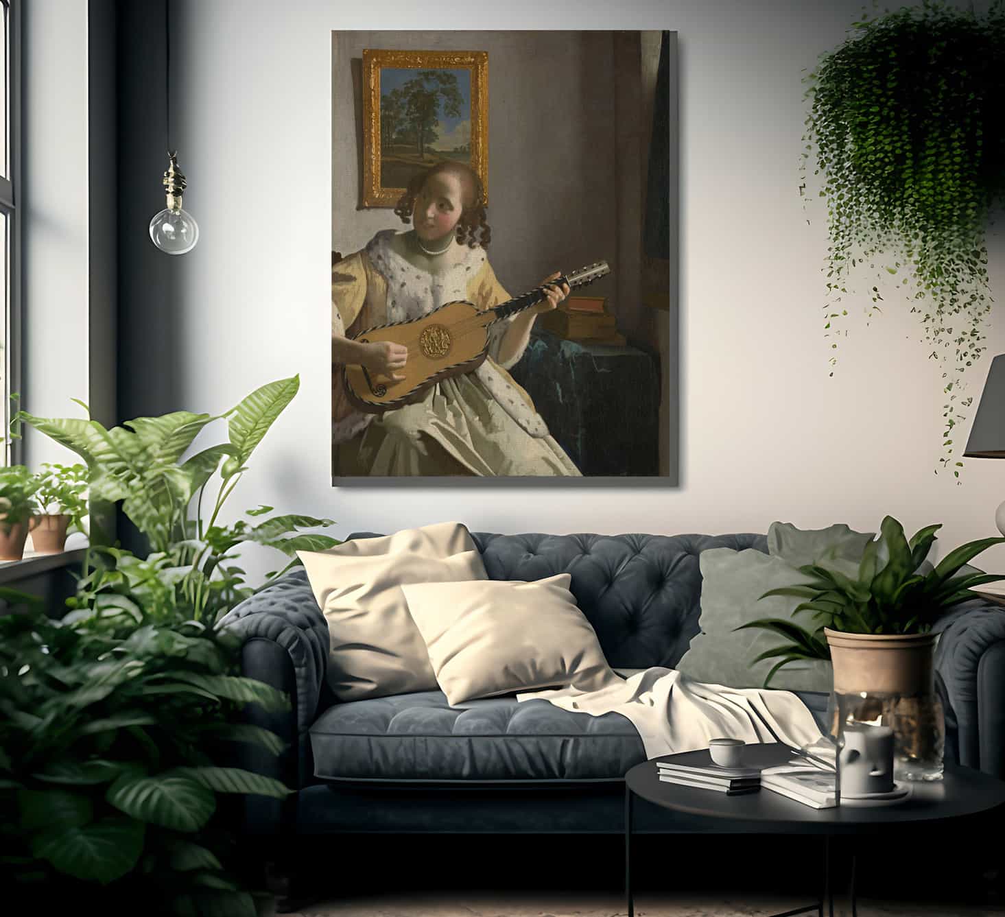Young Woman Playing A Guitar 1672 By Johannes Vermeer Fine Art Print