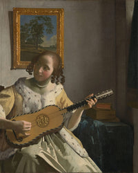 Young Woman Playing A Guitar 1672 By Johannes Vermeer Fine Art Print