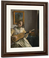 Young Woman Playing A Guitar 1672 By Johannes Vermeer Fine Art Print