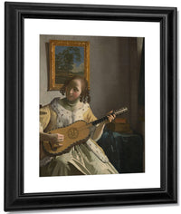 Young Woman Playing A Guitar 1672 By Johannes Vermeer Fine Art Print