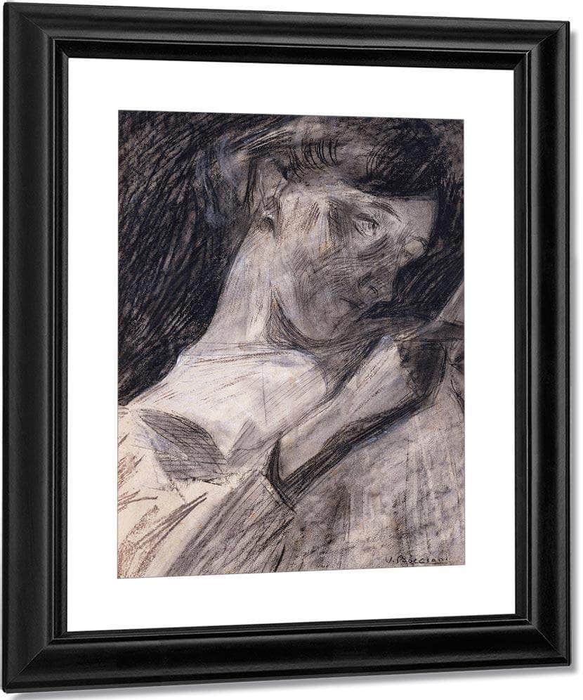 Young Woman Reading   Ines 1909 1910 Charcoal Watercolor Crayon 467X333Mm Met By Umberto Boccioni Fine Art Print