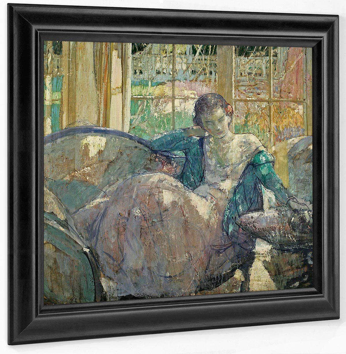 Young Woman Seated On Sofa By Richard Edward Miller Fine Art Print