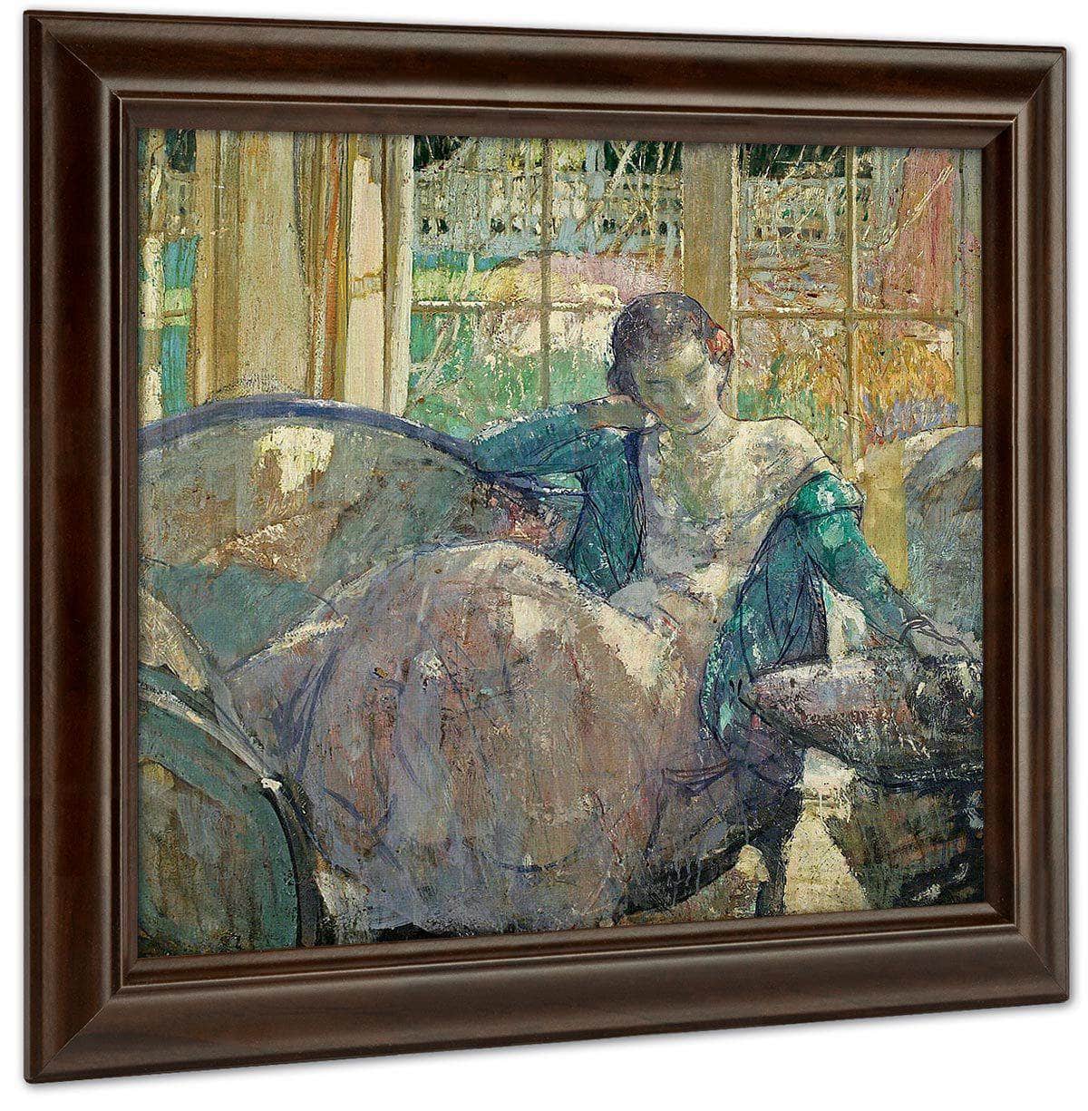 Young Woman Seated On Sofa By Richard Edward Miller Fine Art Print