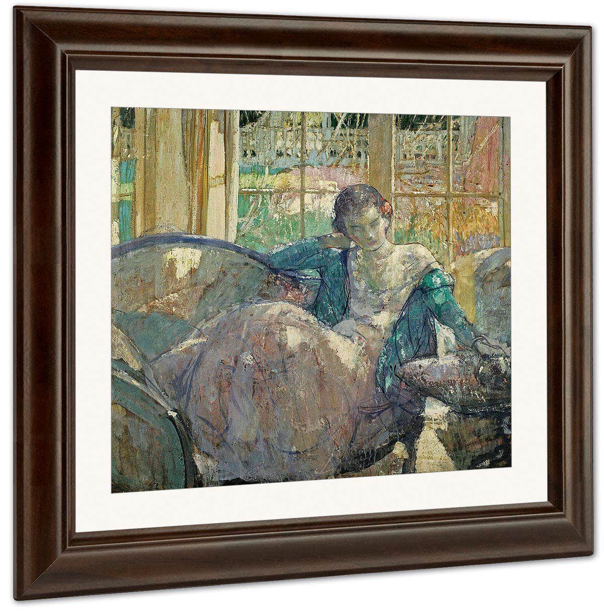 Young Woman Seated On Sofa By Richard Edward Miller Fine Art Print