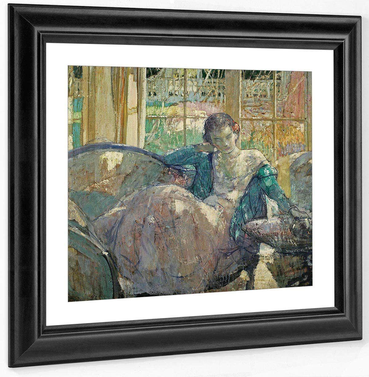 Young Woman Seated On Sofa By Richard Edward Miller Fine Art Print