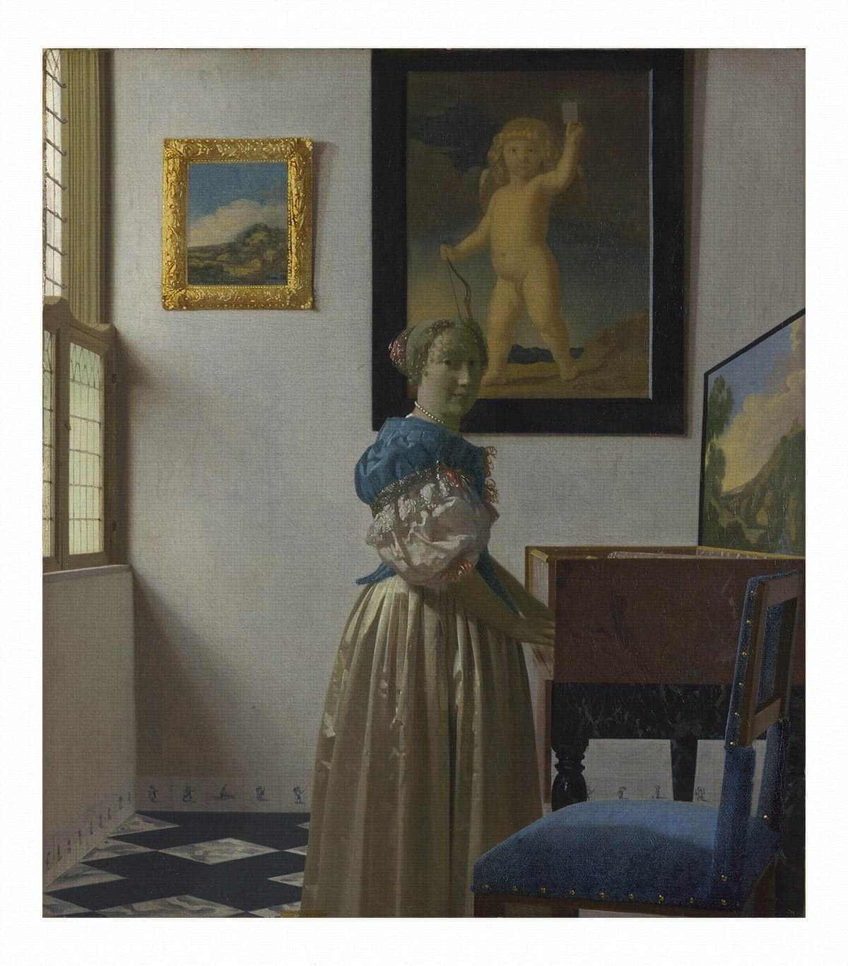 Young Woman Standing At A Virginal 1672 by Johannes Vermeer Fine Art Print