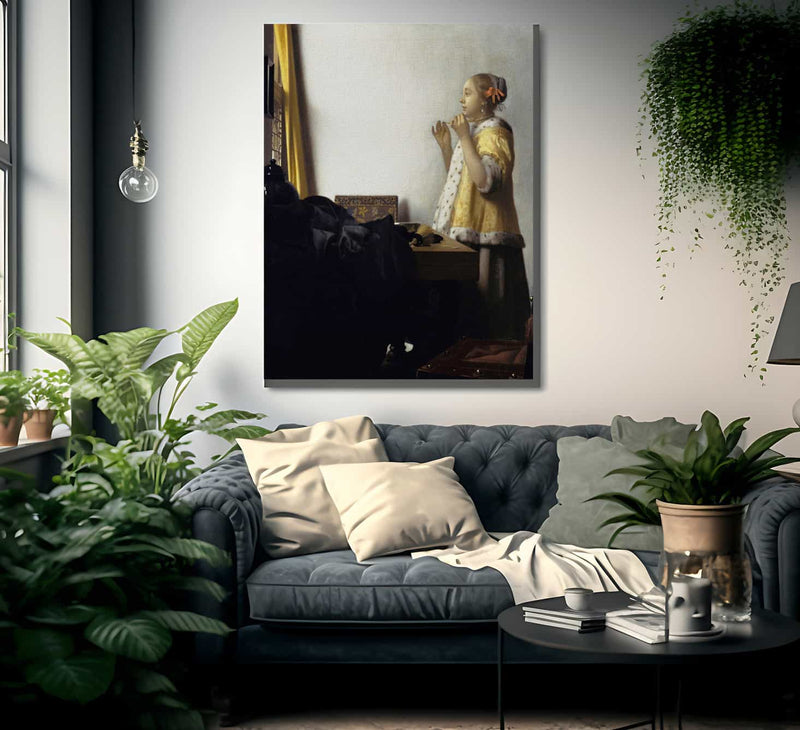 Young Woman With A Pearl Necklace 1662 By Johannes Vermeer Fine Art Print