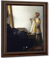 Young Woman With A Pearl Necklace By Johannes Vermeer Fine Art Print