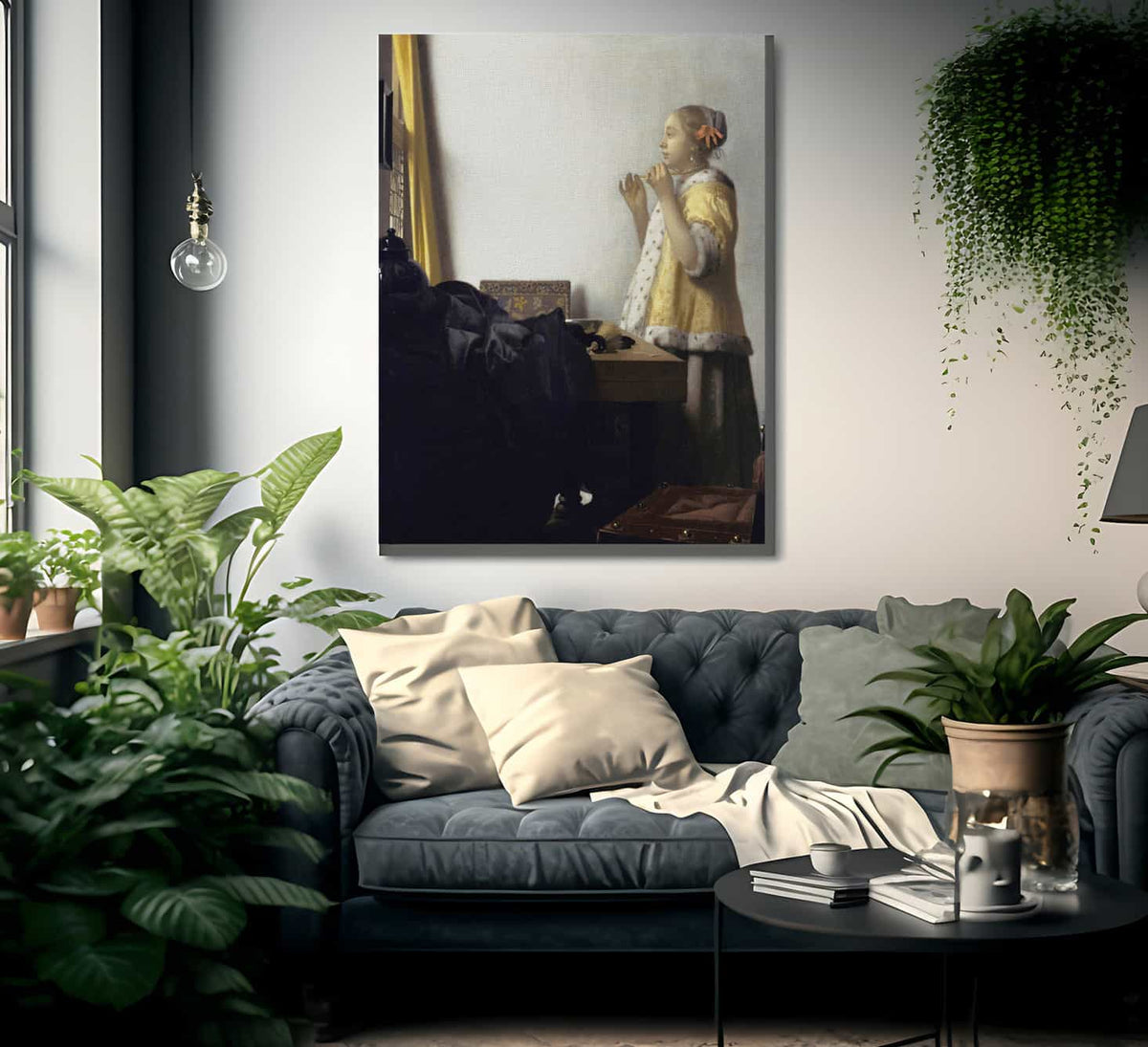 Young Woman With A Pearl Necklace By Johannes Vermeer Fine Art Print