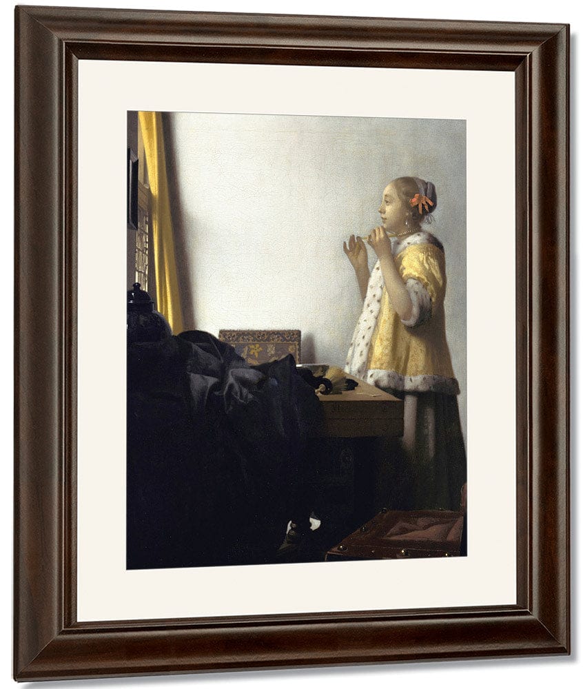 Young Woman With A Pearl Necklace By Johannes Vermeer Fine Art Print