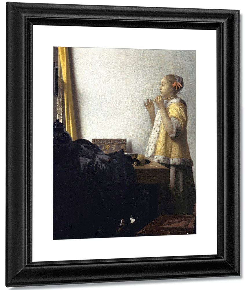 Young Woman With A Pearl Necklace By Johannes Vermeer Fine Art Print