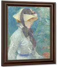 Young Woman With A Straw Hat By Berthe Morisot Fine Art Print