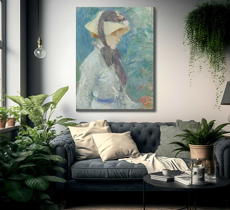 Young Woman With A Straw Hat By Berthe Morisot Fine Art Print