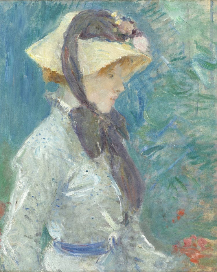 Young Woman With A Straw Hat By Berthe Morisot Fine Art Print