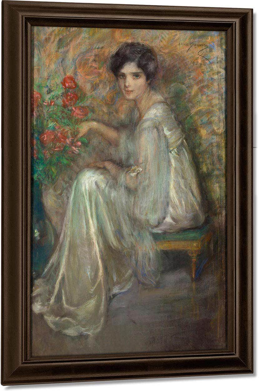 Young Woman With Roses By Alice Pike Barney Fine Art Print