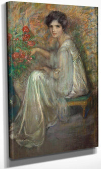 Young Woman With Roses By Alice Pike Barney Fine Art Print