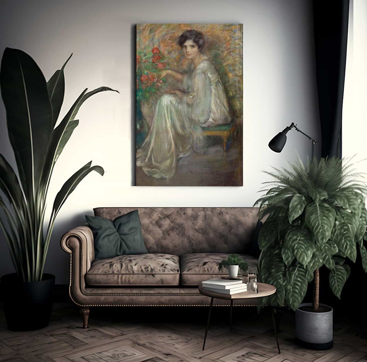 Young Woman With Roses By Alice Pike Barney Fine Art Print