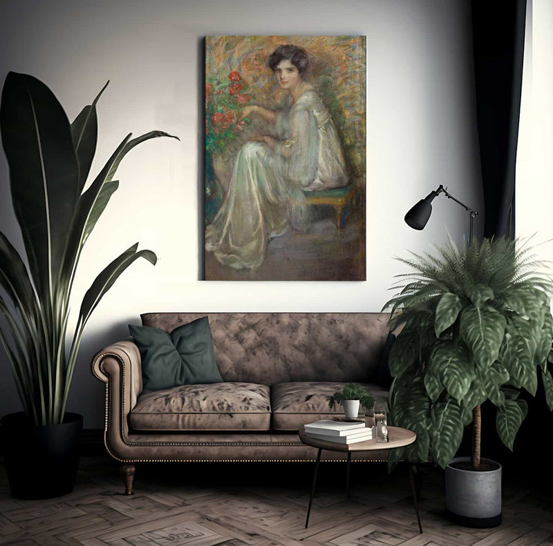 Young Woman With Roses By Alice Pike Barney Fine Art Print