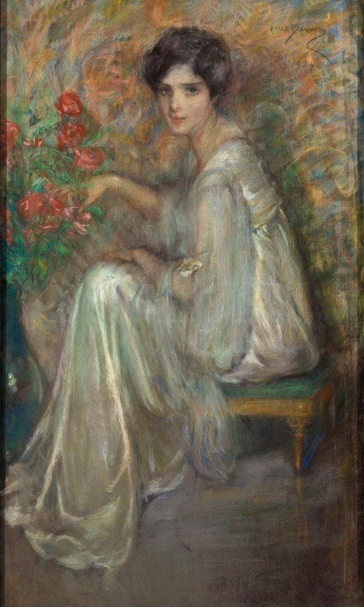 Young Woman With Roses By Alice Pike Barney Fine Art Print