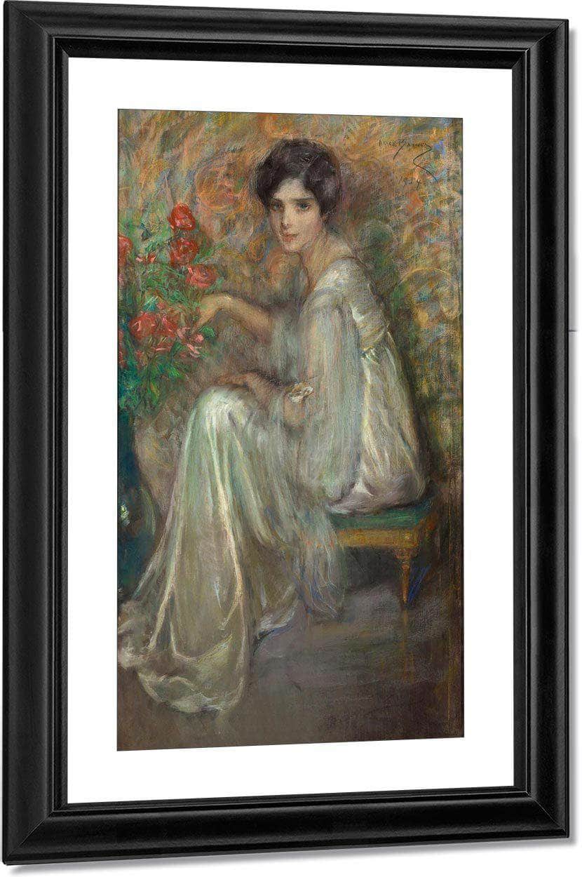 Young Woman With Roses By Alice Pike Barney Fine Art Print