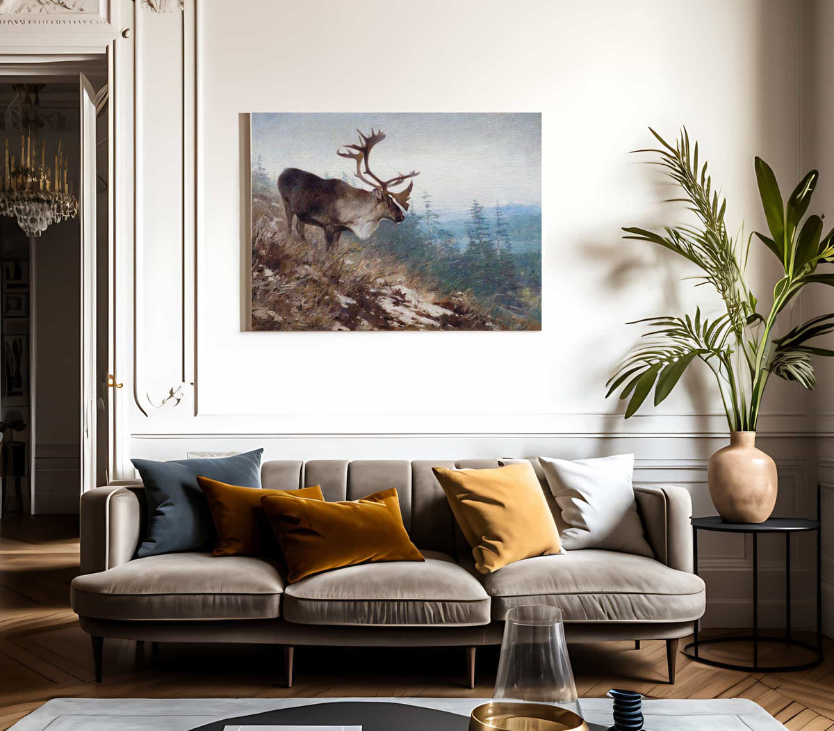 Yukon King Caribou By Carl Rungius Fine Art Print