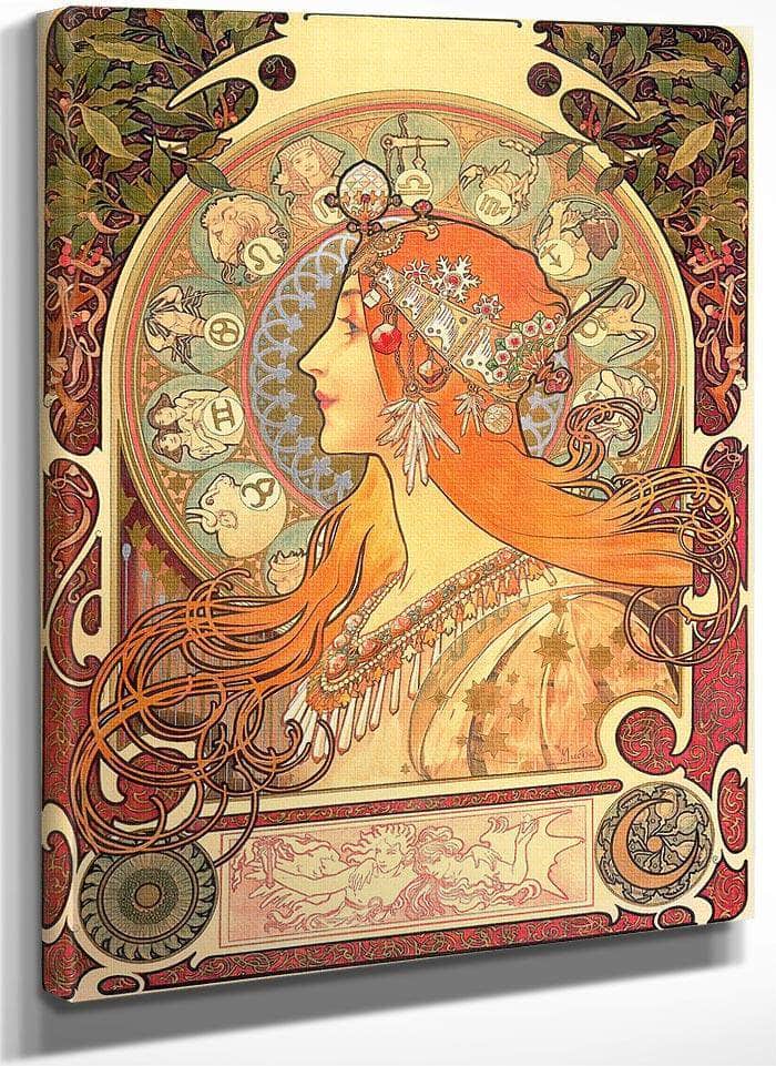 Zodiac By Alphonse Mucha Fine Art Print