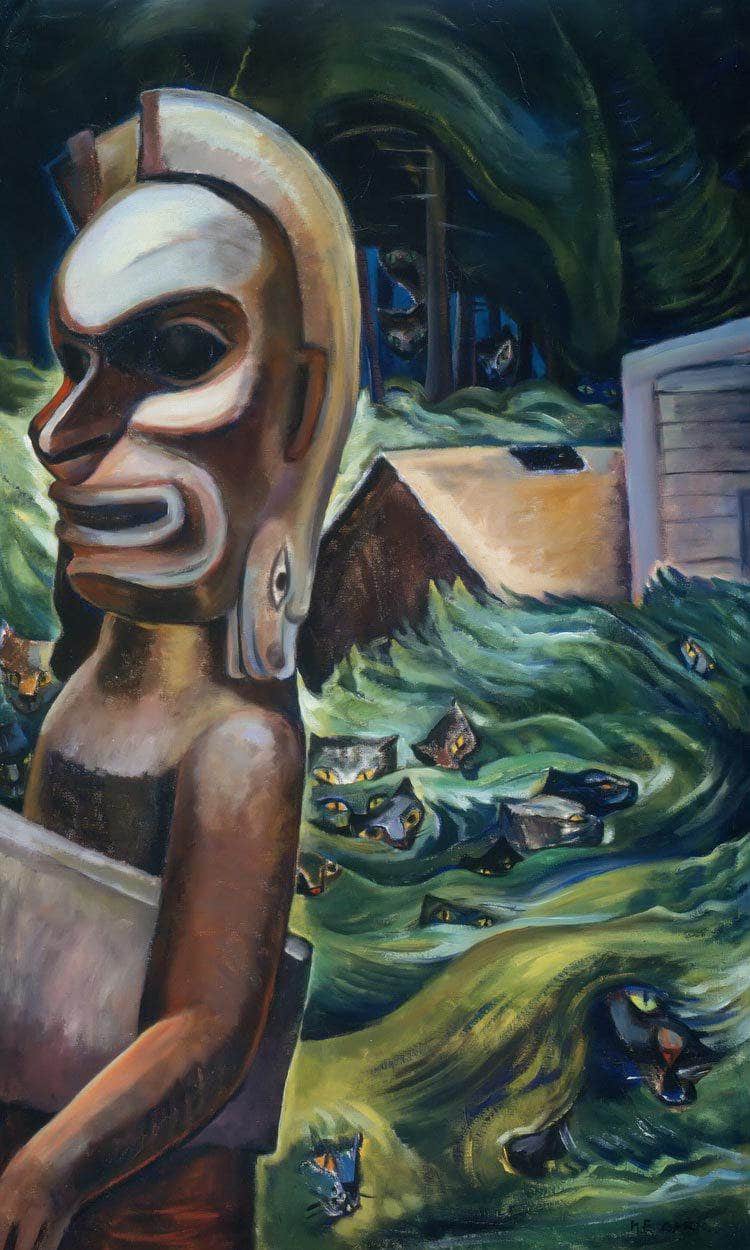 Zunoqua Of By The By Cat By Village By Emily Carr Fine Art Print