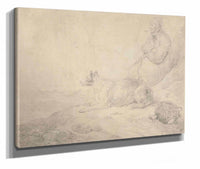 Fisherman And Dog Sitting By The Coast by George Morland