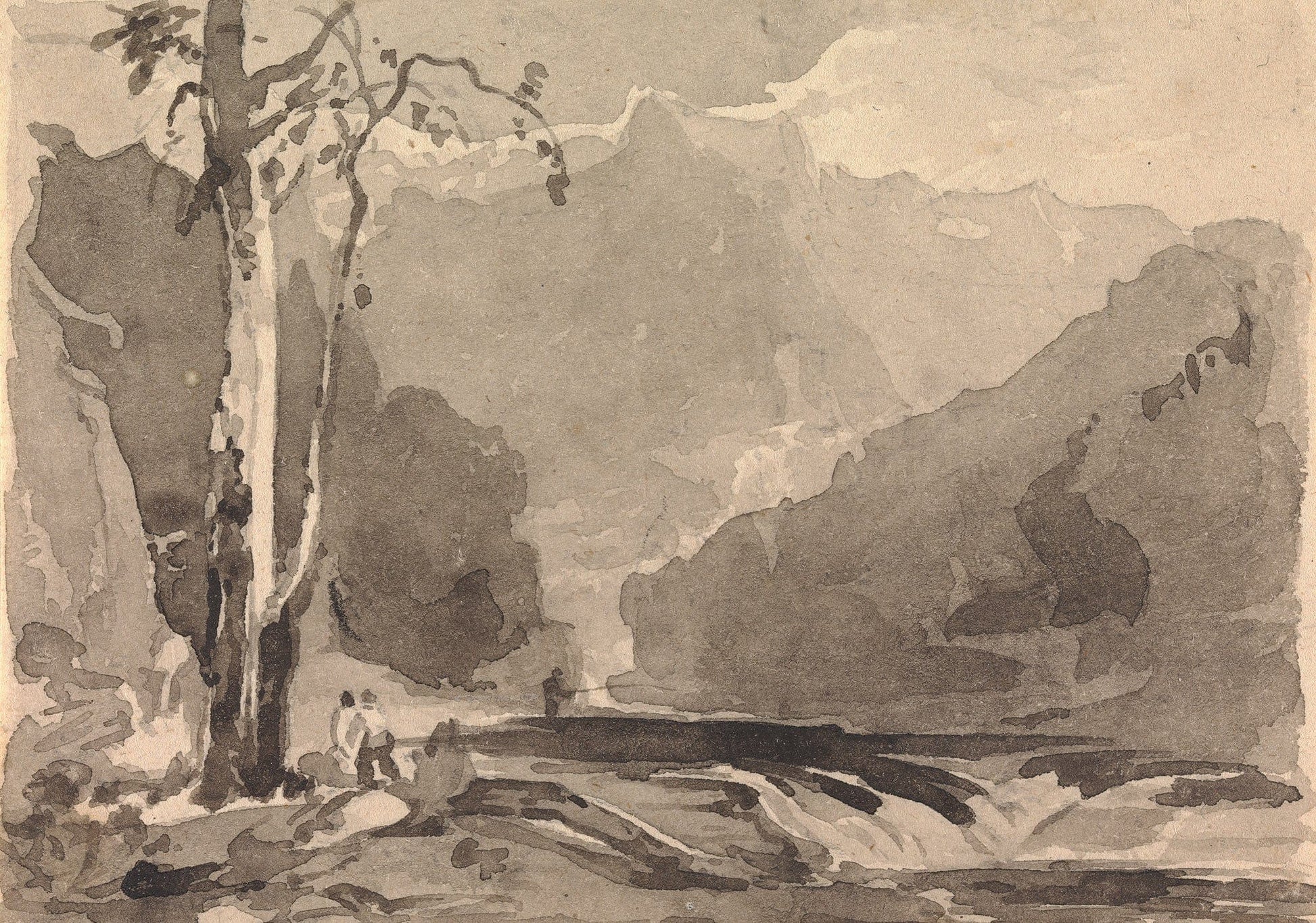 Fishermen At A Mountain Stream by Thomas Sully