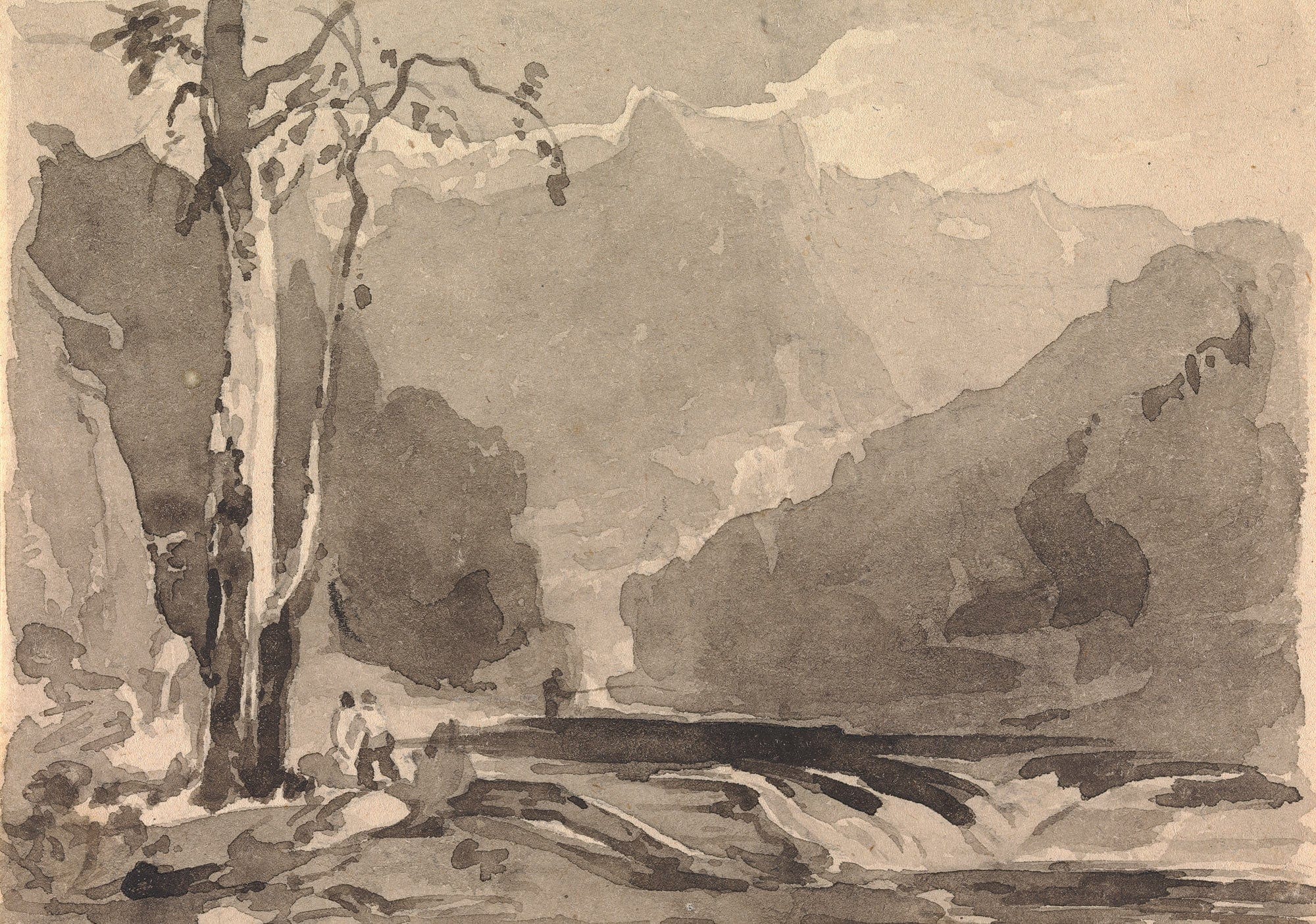 Fishermen At A Mountain Stream by Thomas Sully