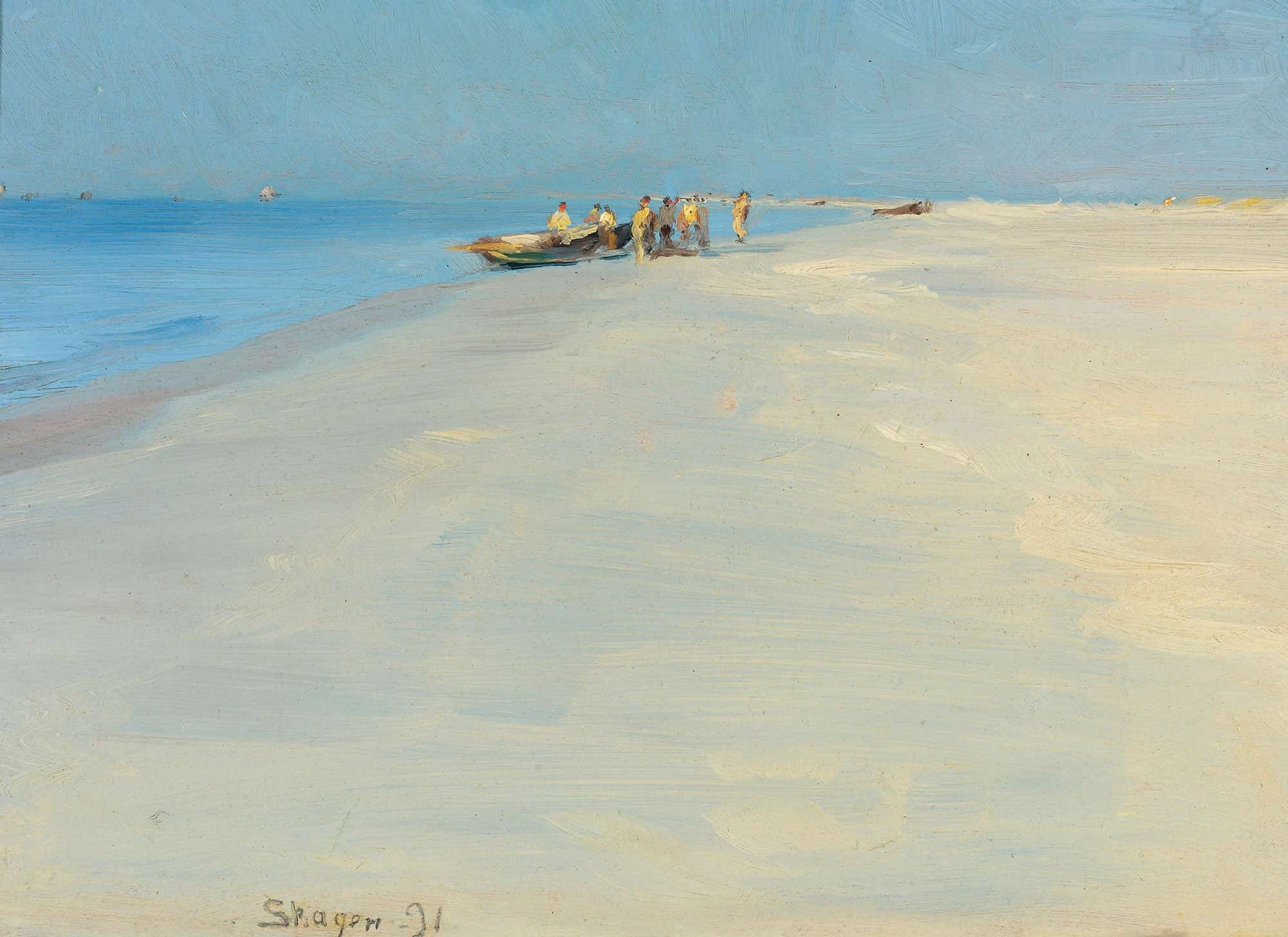 Fishermen On The Beach At Skagen by Peder Severin Kroyer