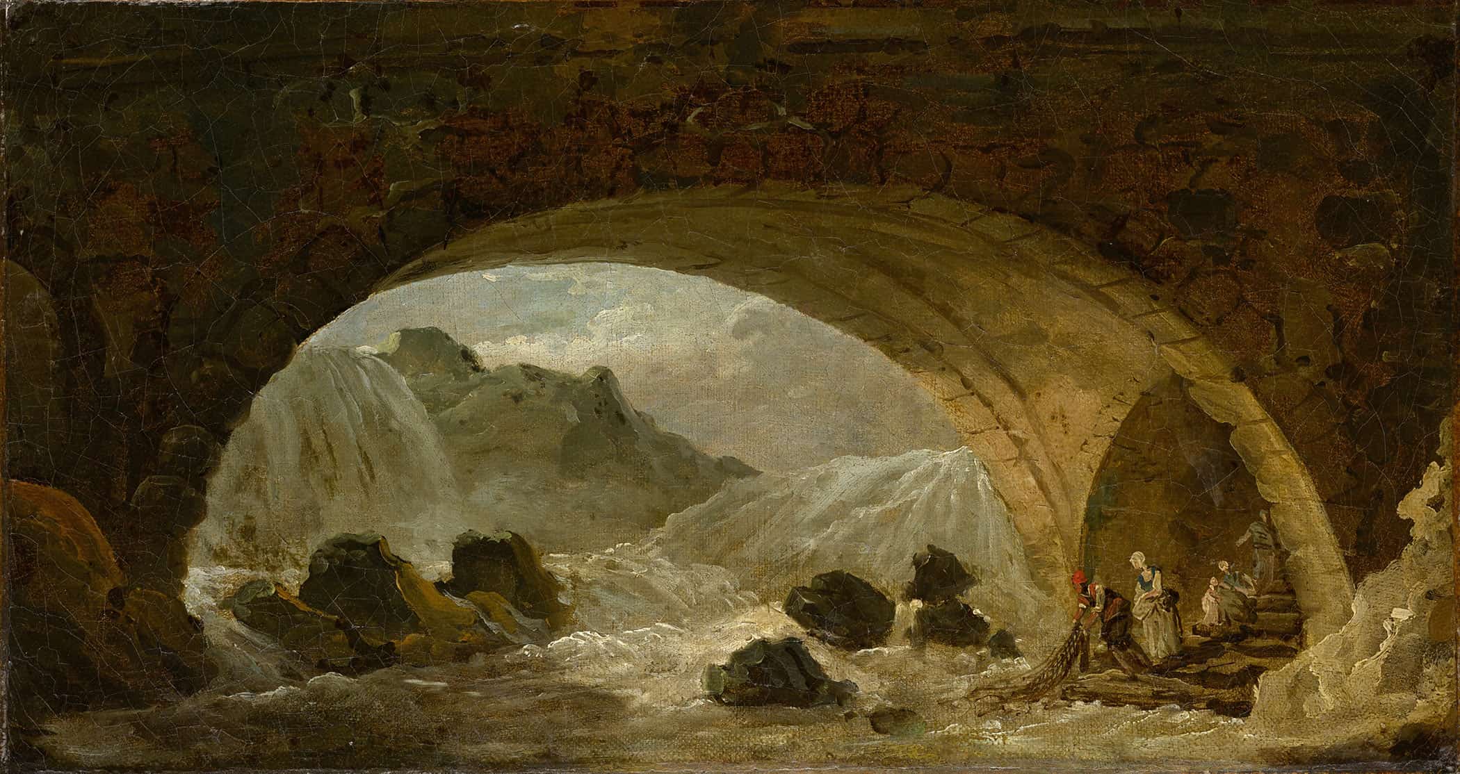 Fishermen Under A Bridge   by Hubert Robert