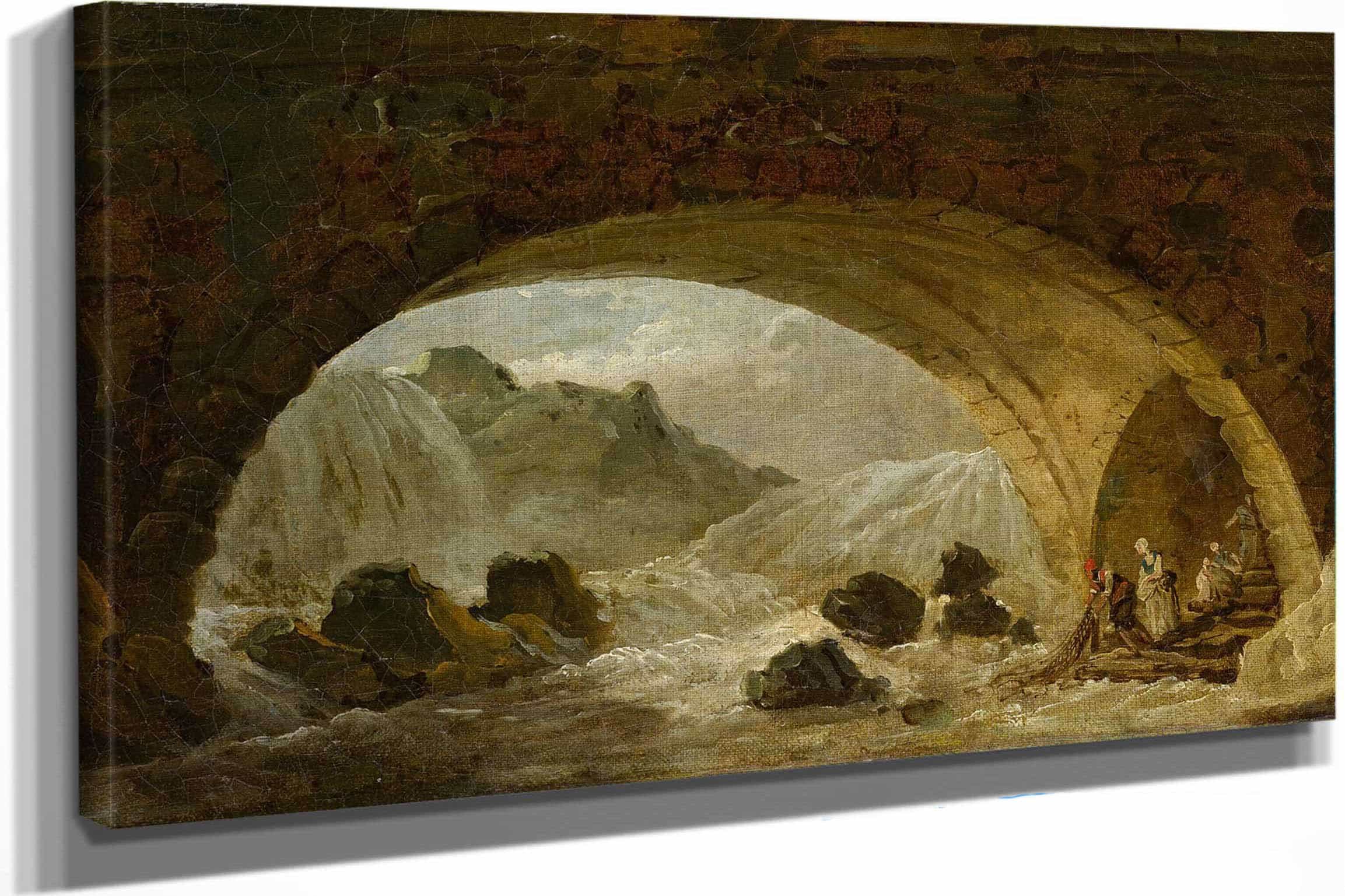Fishermen Under A Bridge   by Hubert Robert