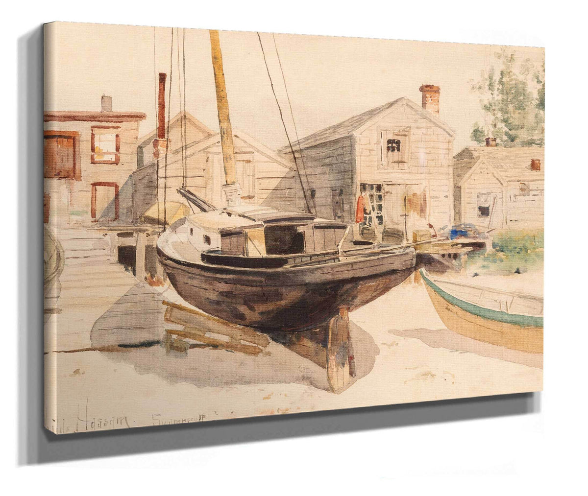 Fishhouses Swampscott by Childe Hassam