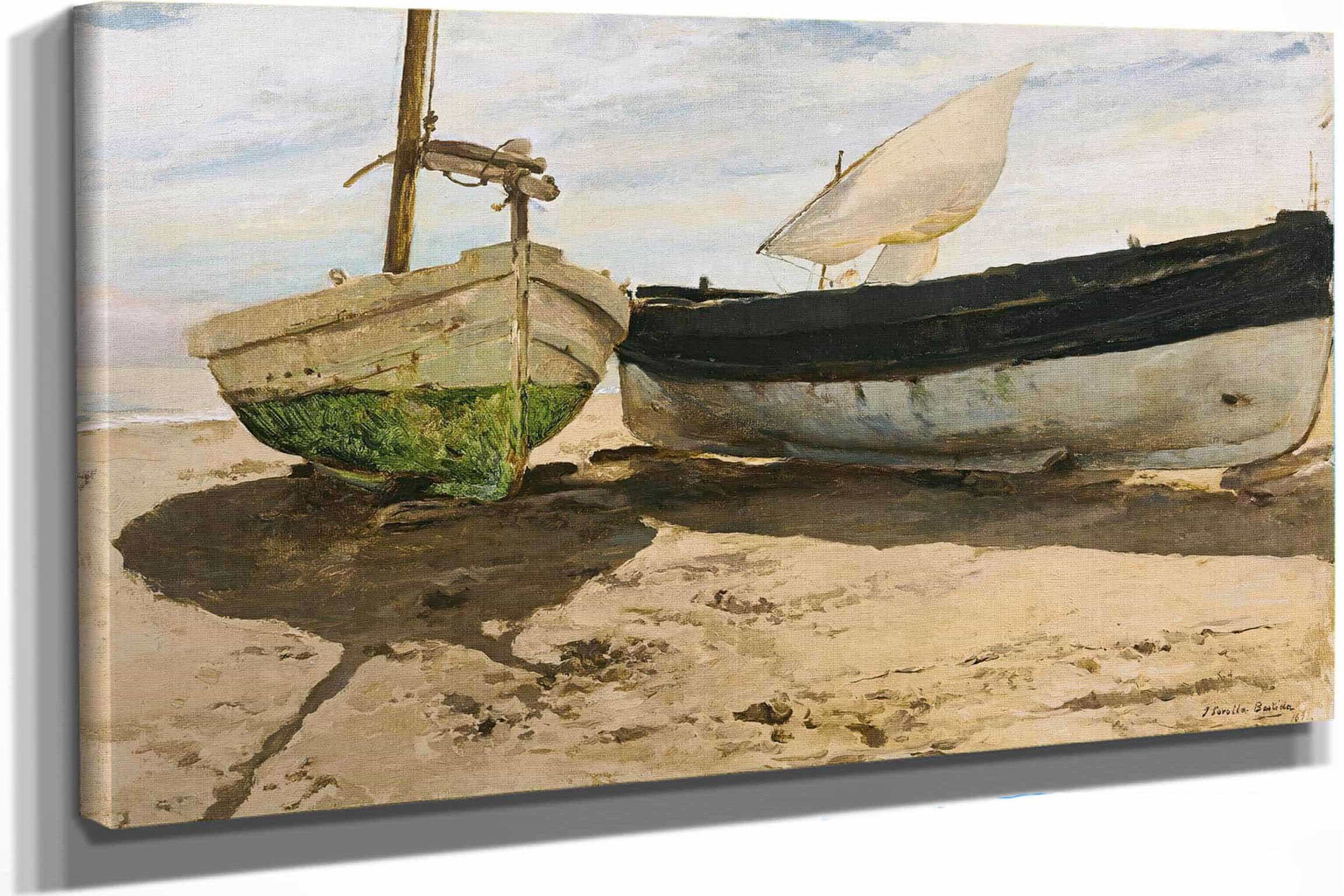 Fishing Boats On The Beach Valencia by Joaquin Sorolla