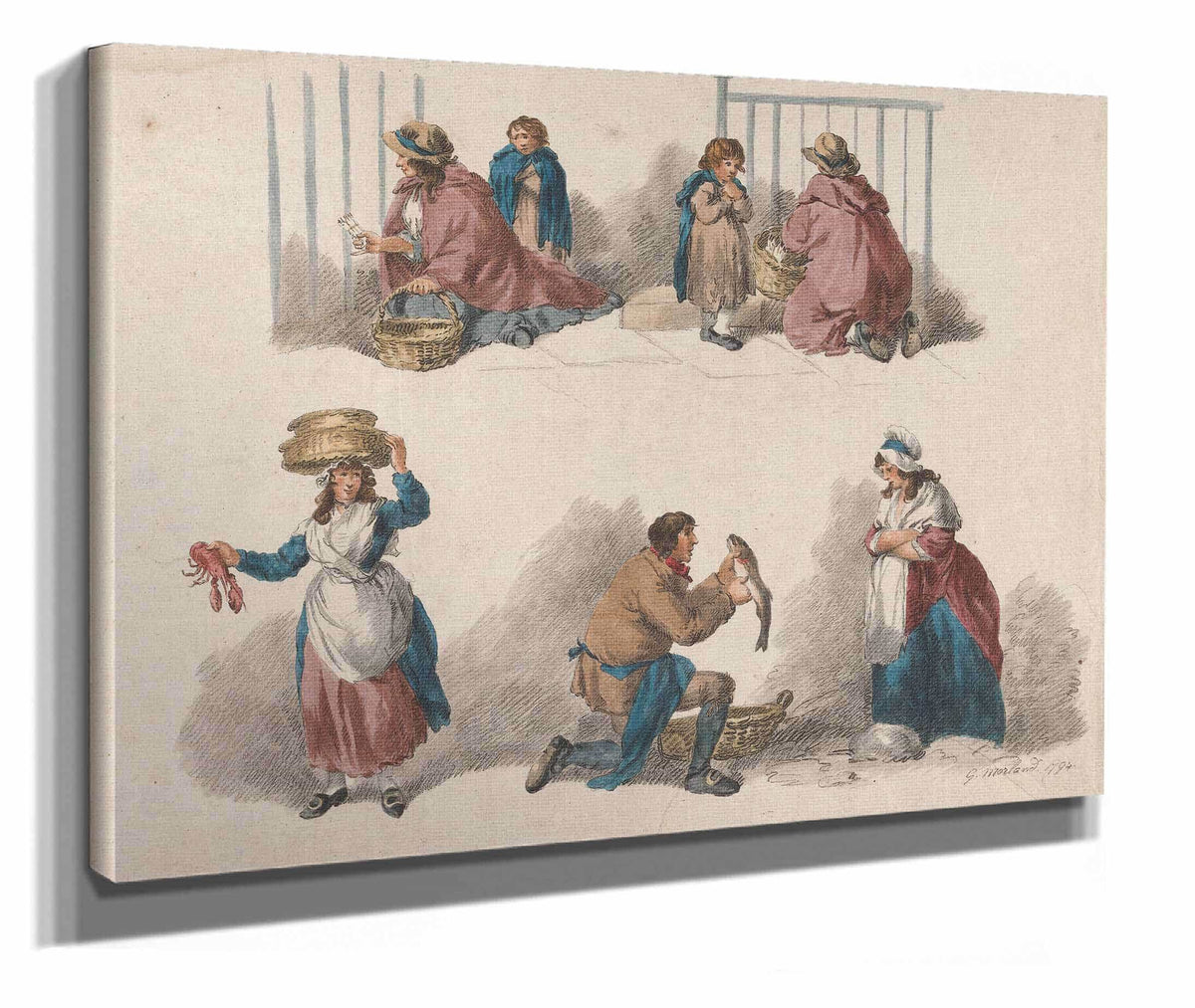 Five Studies Of Peddlers by George Morland