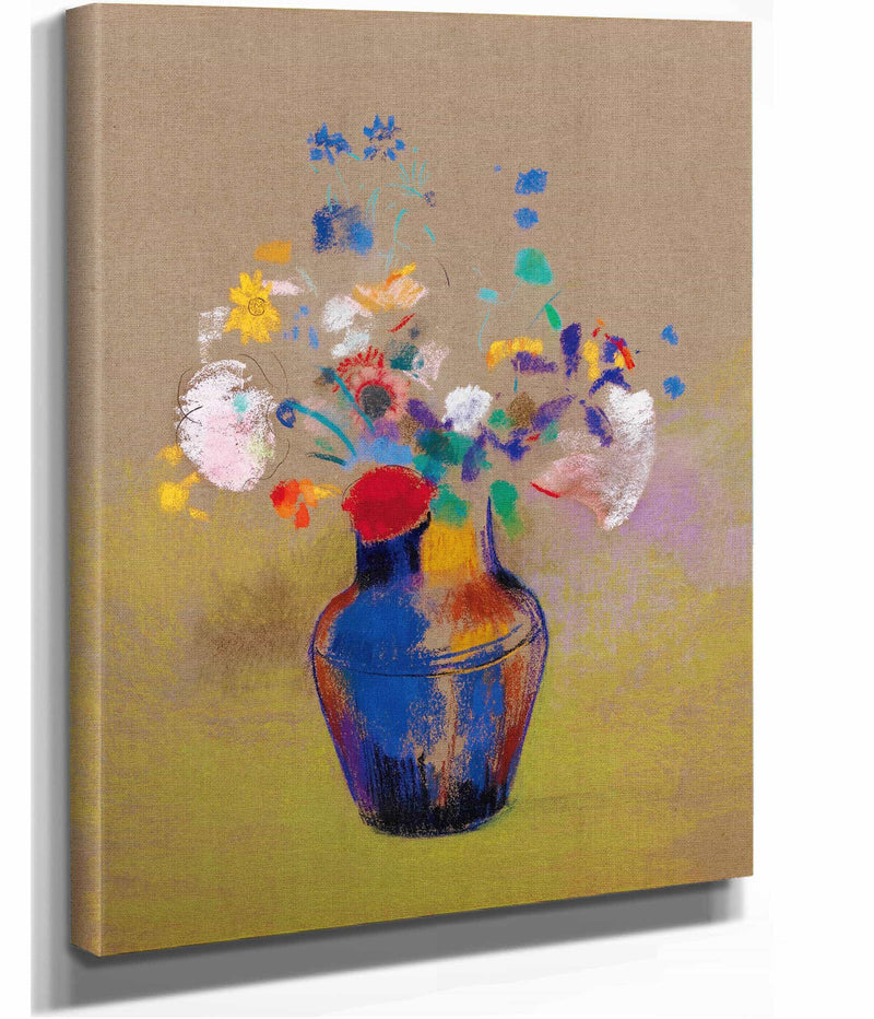 Fleurs Sur Fond Gris by Odilon Redon