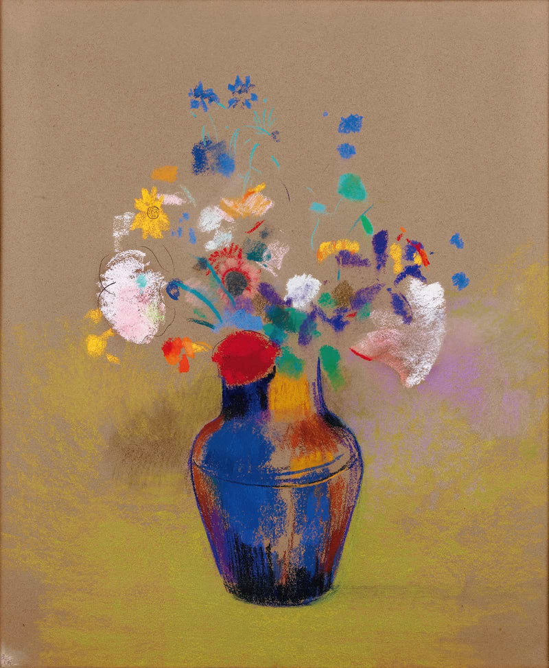 Fleurs Sur Fond Gris by Odilon Redon