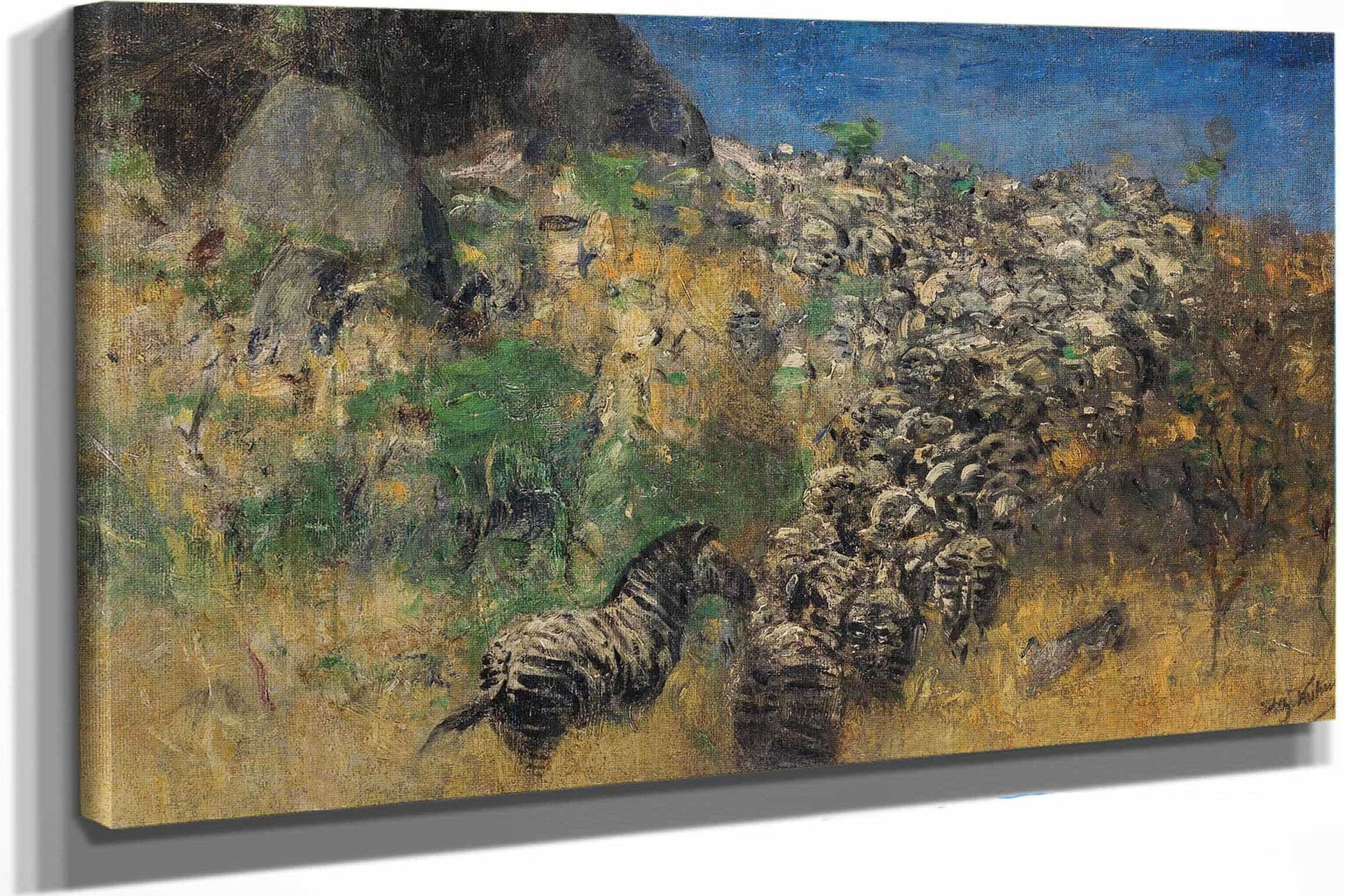 Fliehende Zebraherde Zwischen by Wilhelm Kuhnert