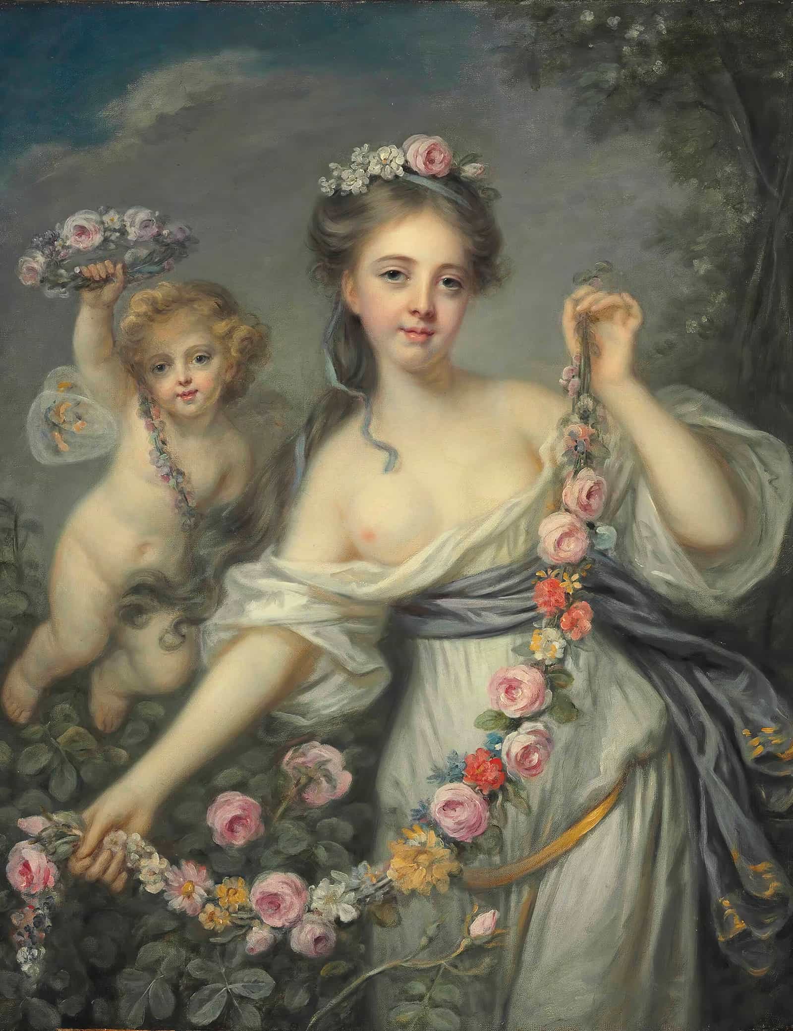 Flora And Zephyr by Jean Baptiste Greuze